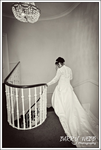 Desending the stairs at Hadlow Manor Hotel in Kent
