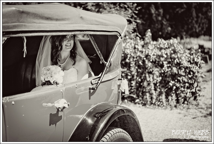 The bride arrives at Waltham Church in Kent
