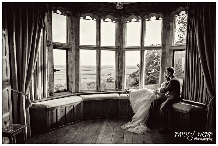 Posing in the bay windows at Lympne Castle in Kent