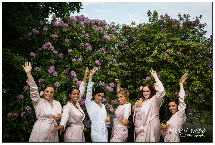 Bridal Party in the gardens of Hadlow Manor