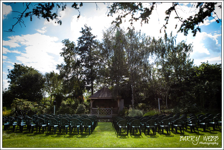 Ceremony area being setup - South Farm in Hertfordshire - Wedding Photography