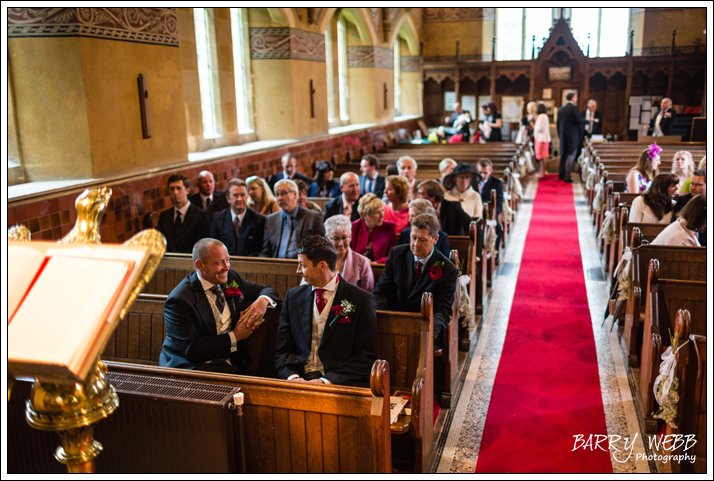 Waiting in the Church - Wedding at St Giles' Church in Shipboourne