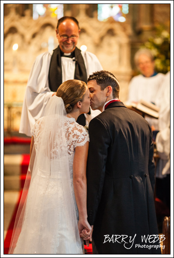 The Kiss - Wedding at St Giles' Church in Shipboourne