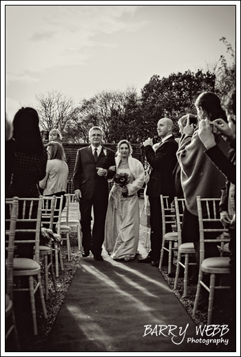 Here comes the bride at Swallows Oast in Ticehurst - Wedding Photography